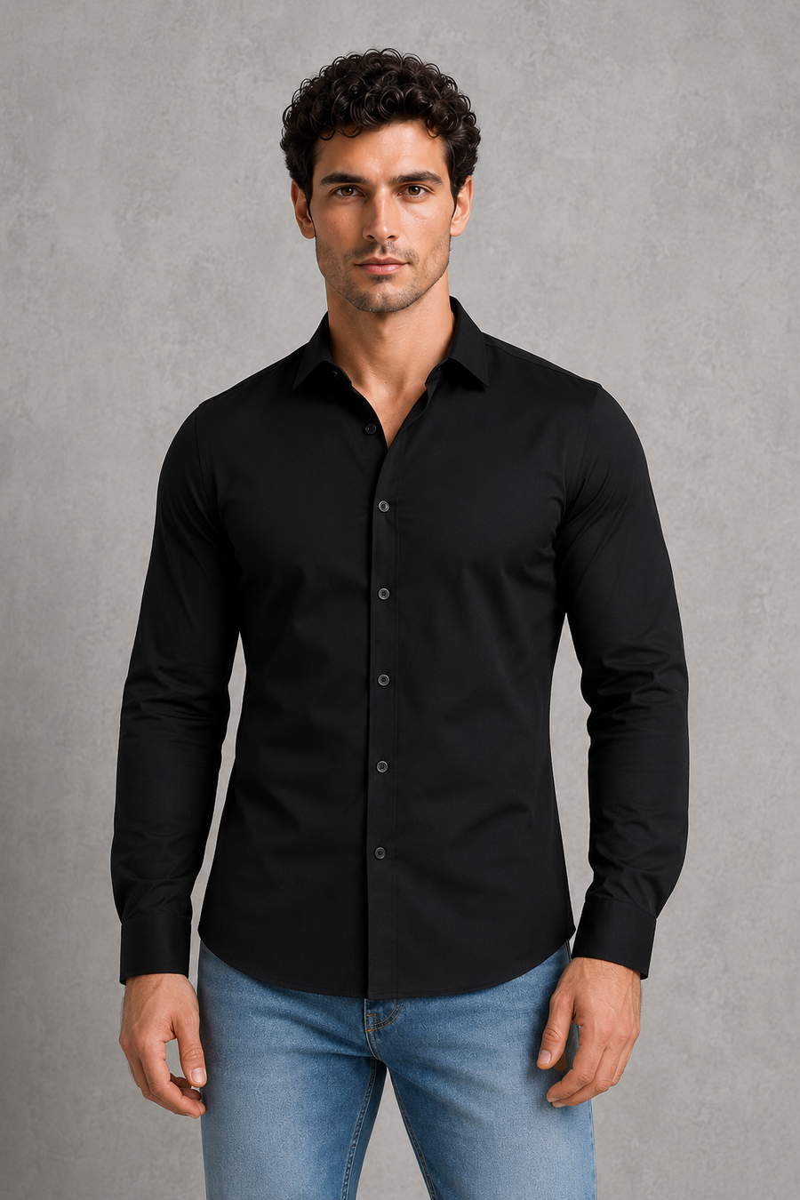 Men's wrinkle-resistant point collar formal shirt