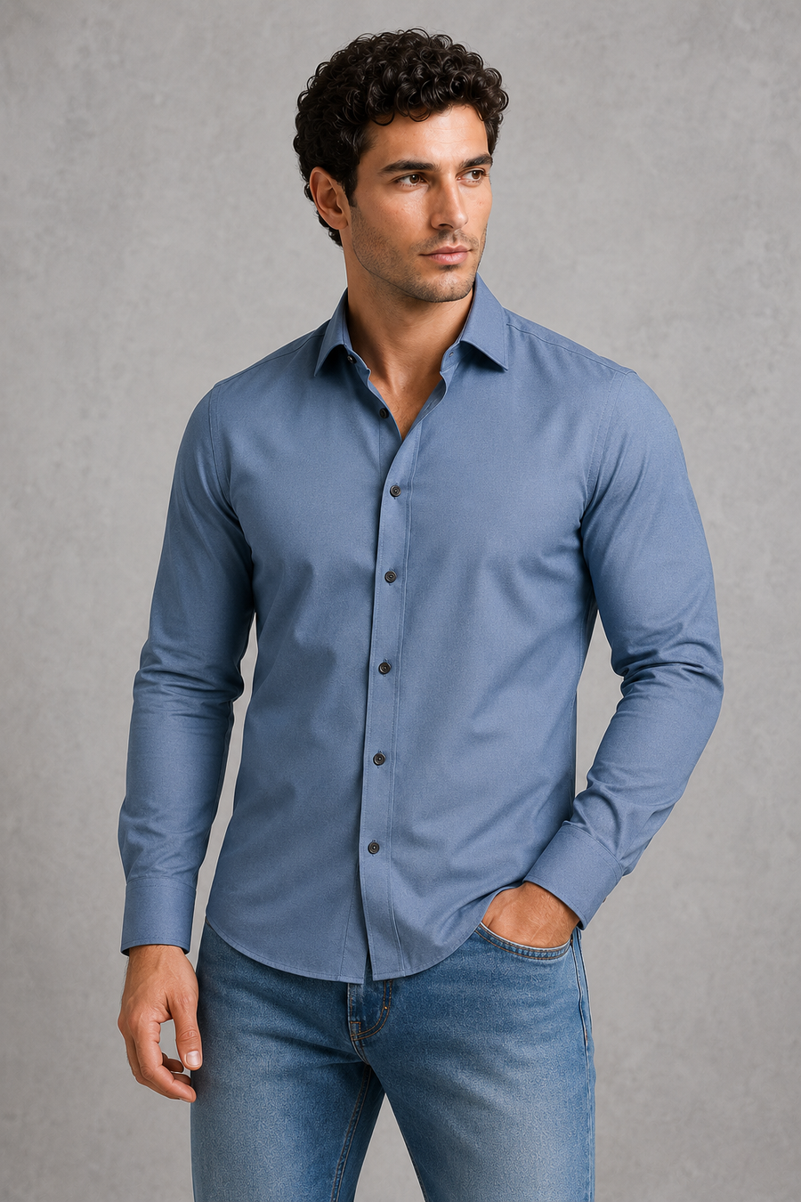 Men's wrinkle-resistant point collar formal shirt