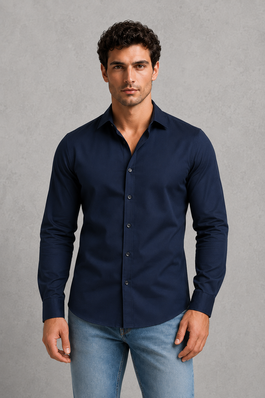 Men's wrinkle-resistant point collar formal shirt