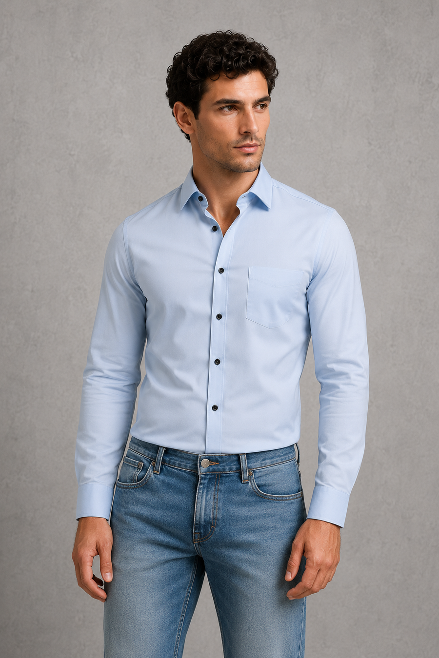 Men's wrinkle-resistant point collar formal shirt