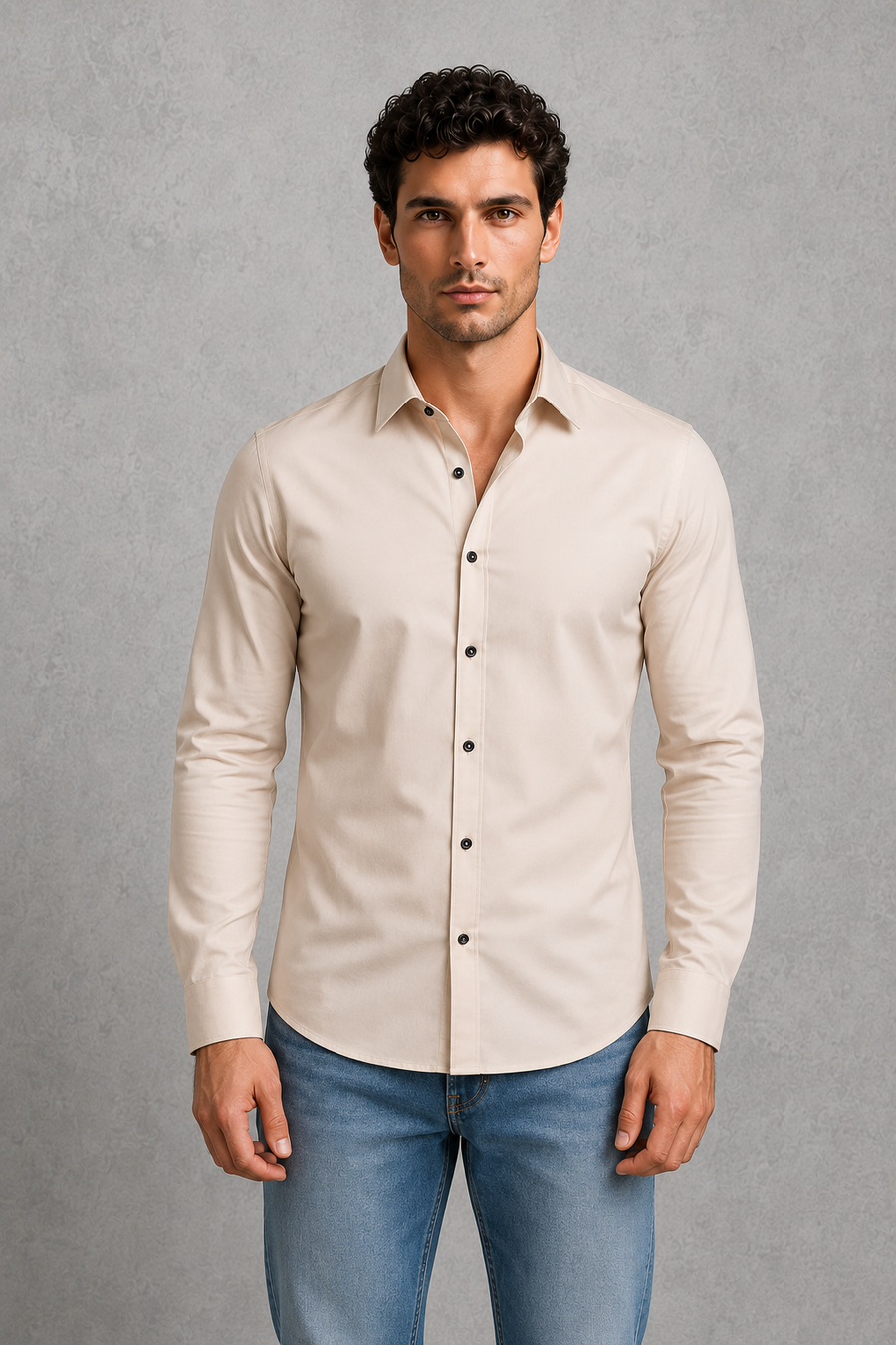 Men's wrinkle-resistant point collar formal shirt