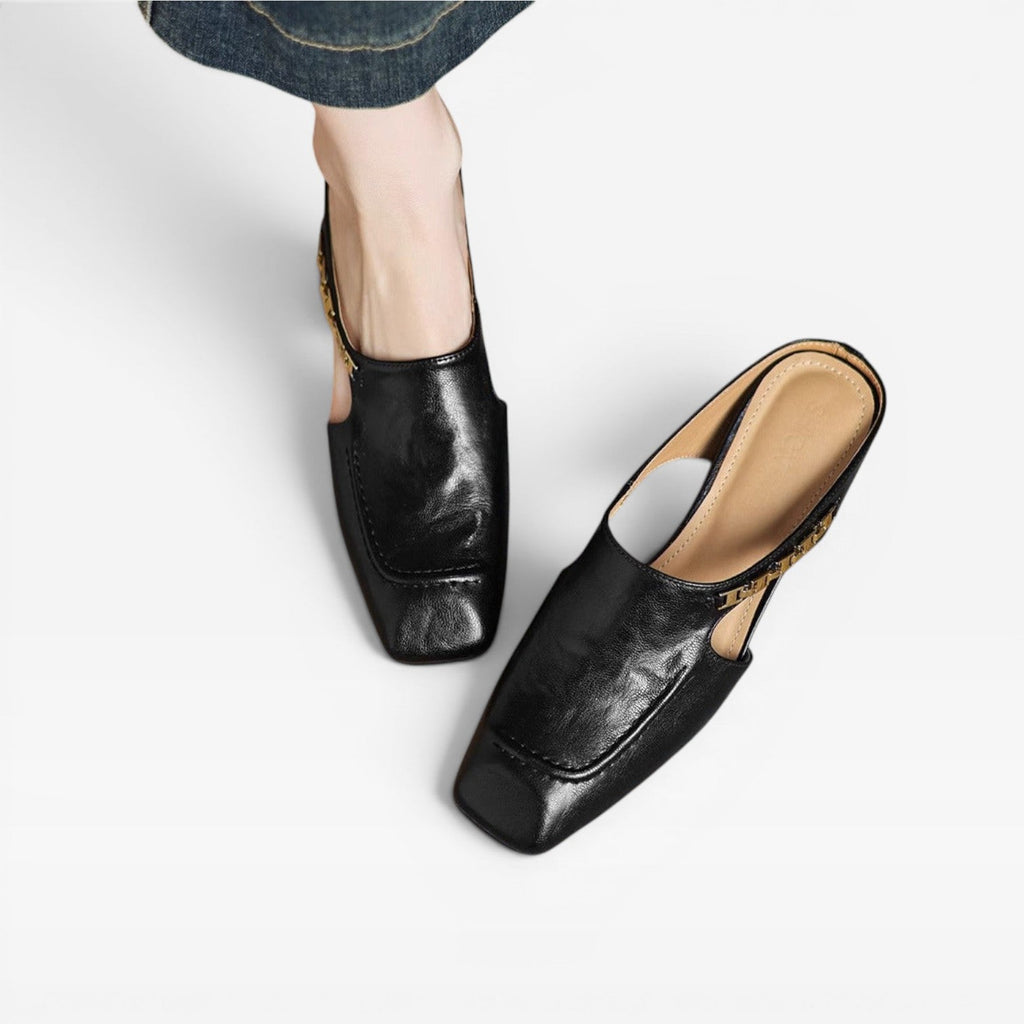 Women's Square Toe Leather Mules — view 15