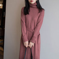 Genna | High-Neck Long-Sleeve Casual Loose Knit Dress