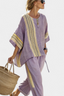 Elowric | Elegant Lavender Top & Mustard Striped Pants
