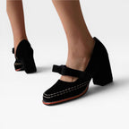 Women's Velvet Mary Jane Heels with Bow — view 9