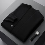 Men's V-neck cardigan with varsity sleeve stripes