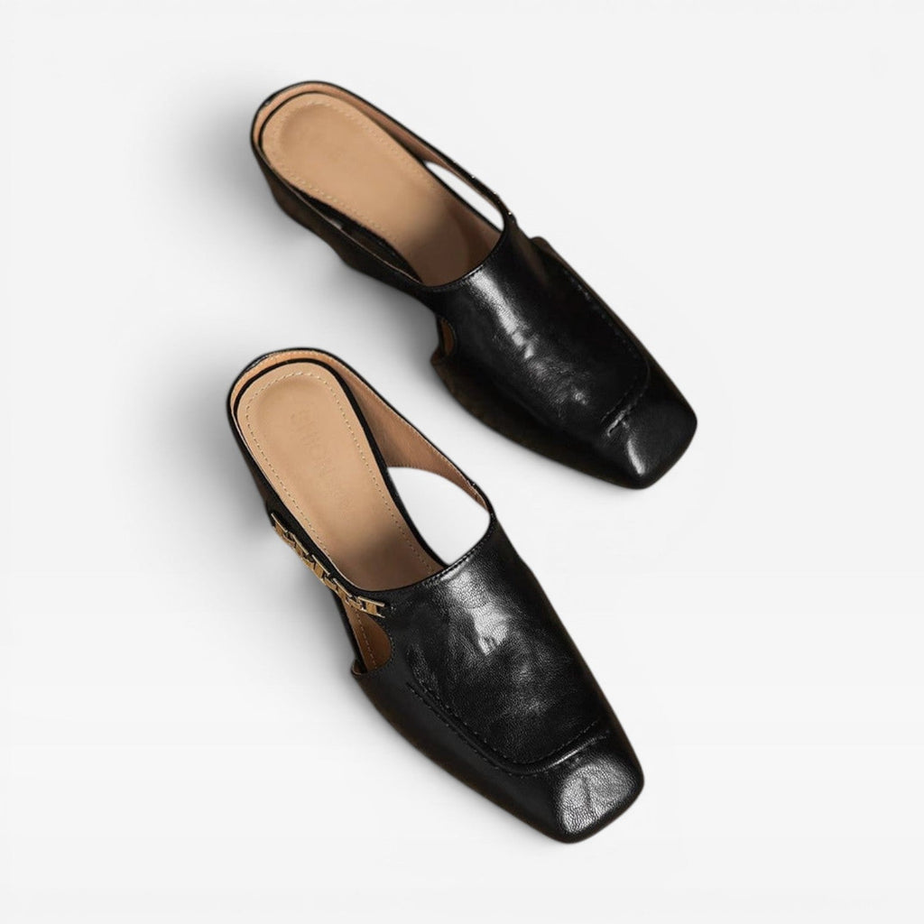 Women's Square Toe Leather Mules — view 6