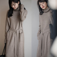 Genna | High-Neck Long-Sleeve Casual Loose Knit Dress