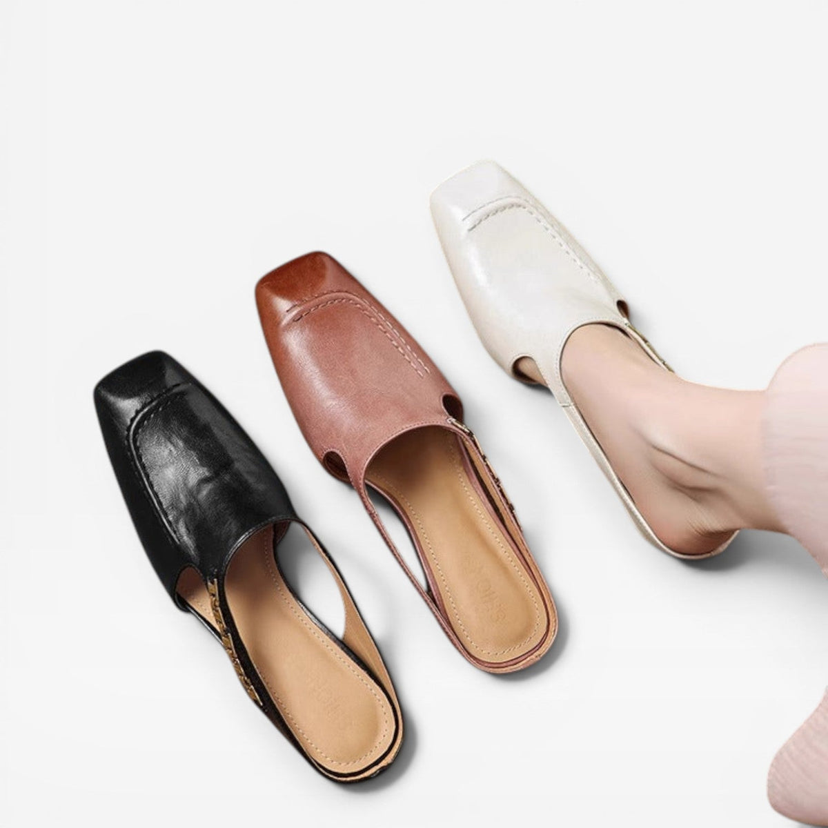 Women's Square Toe Leather Mules — view 8