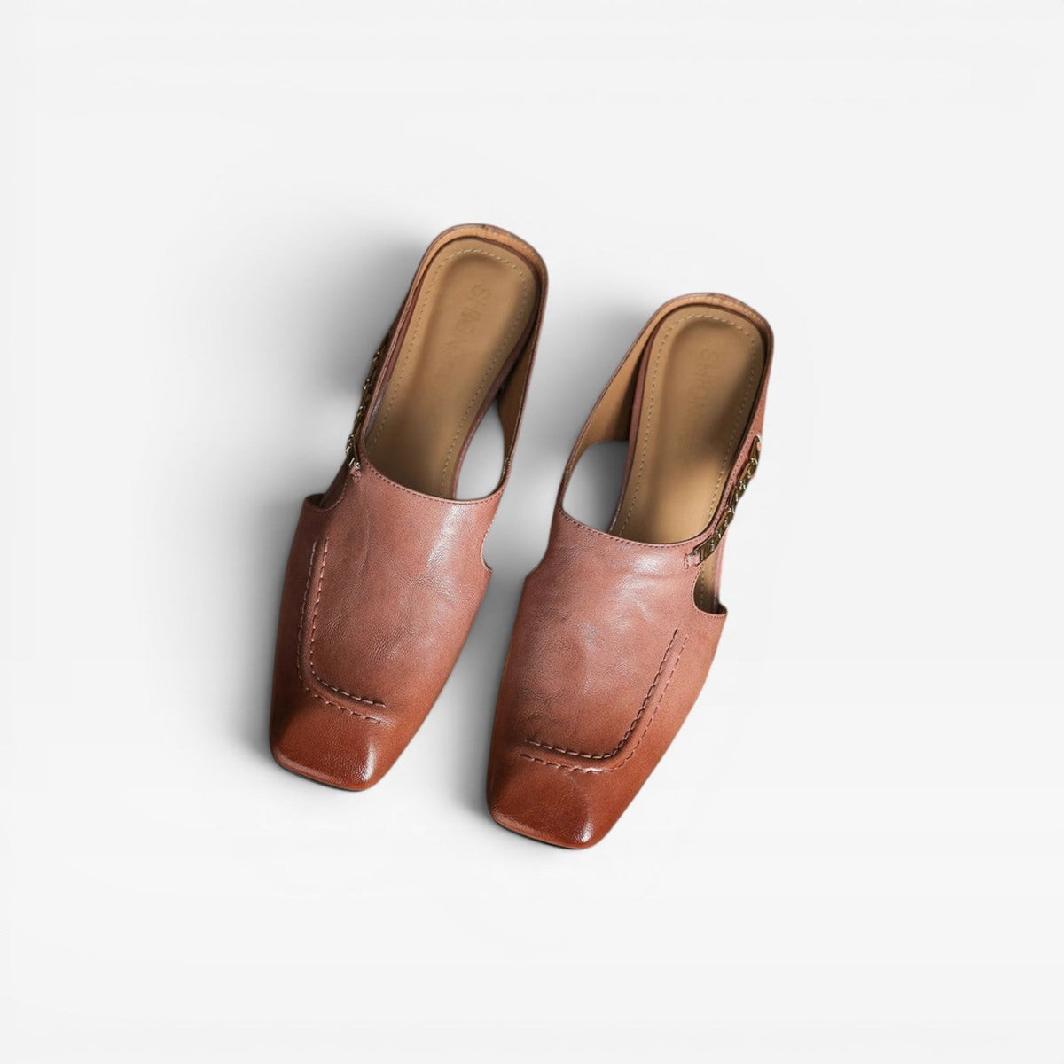 Women's Square Toe Leather Mules — view 9