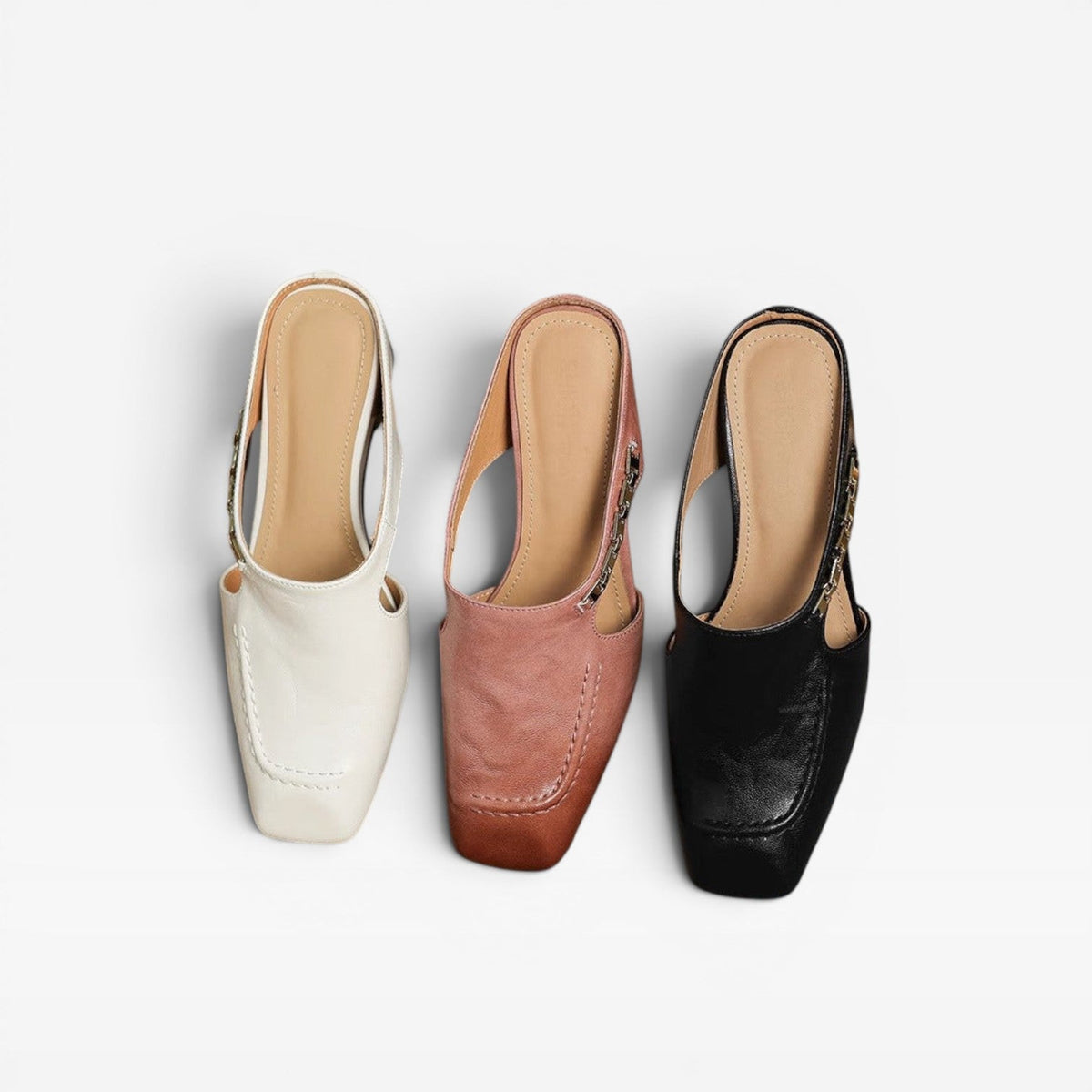 Women's Square Toe Leather Mules — view 13