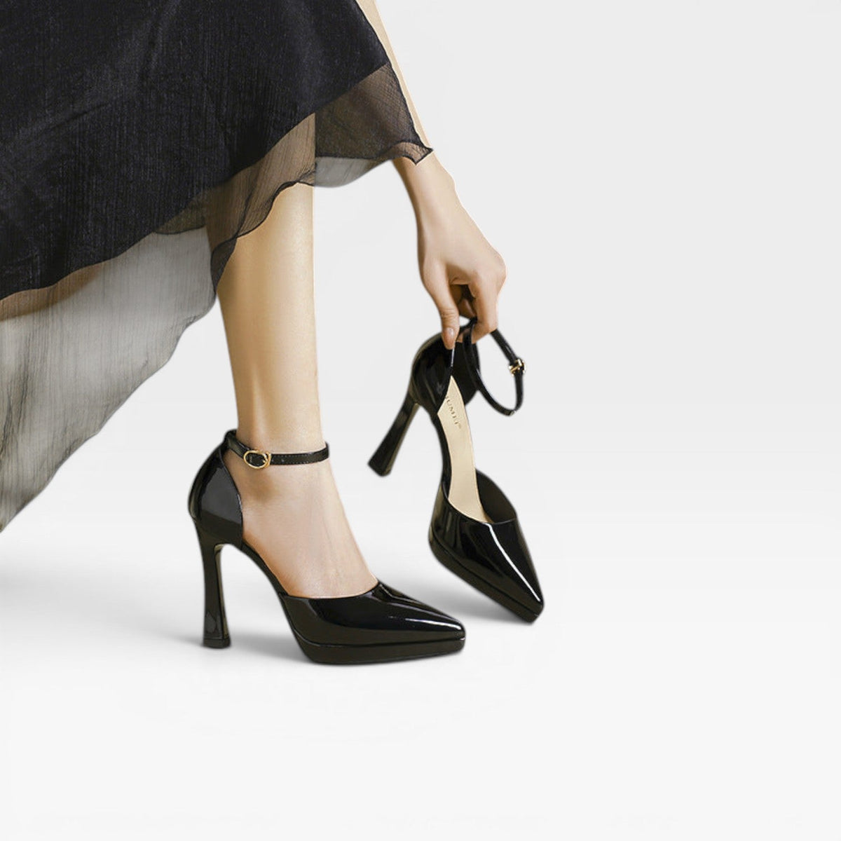 Women's Patent Leather Heels with Ankle Strap — view 14