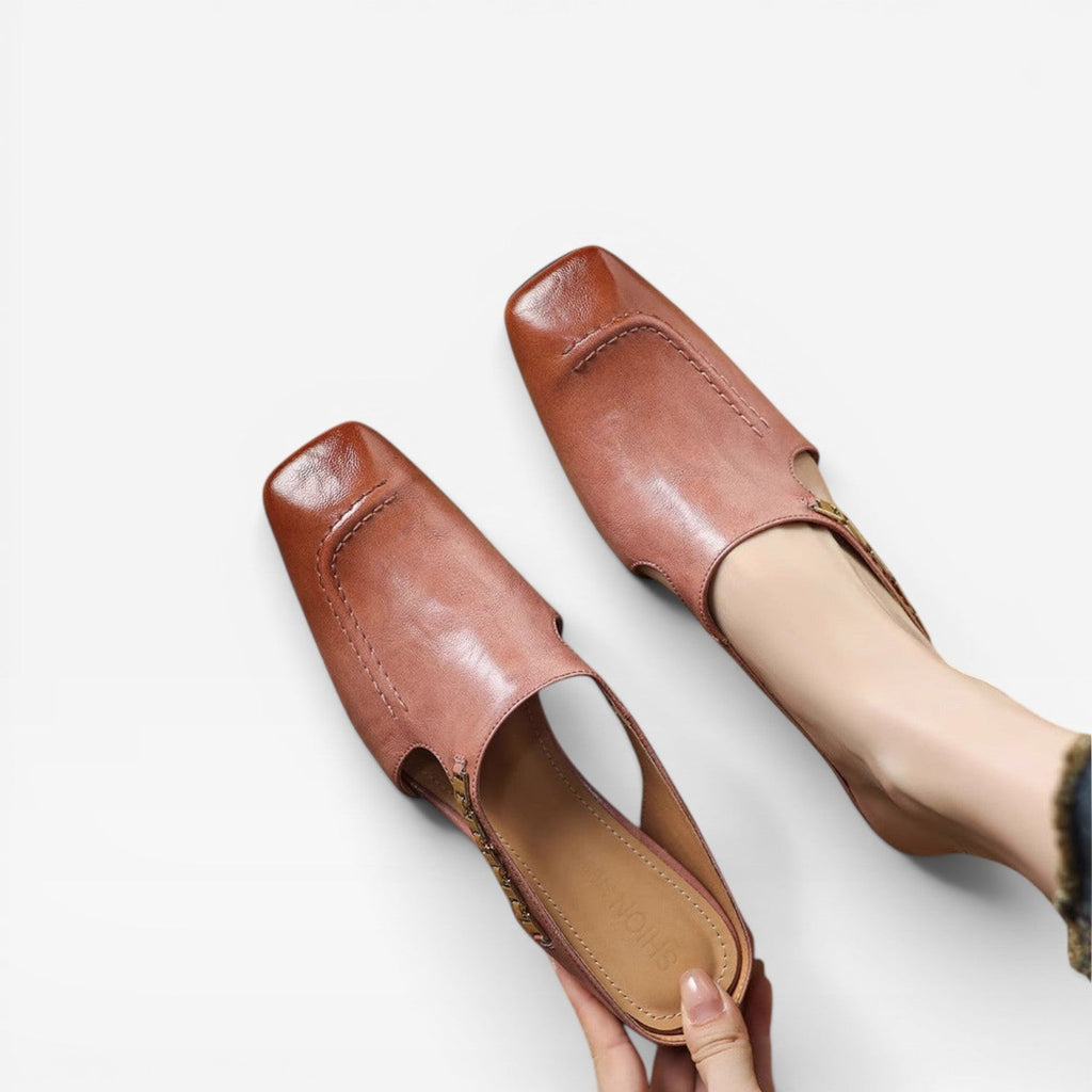 Women's Square Toe Leather Mules — view 5