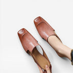 Women's Square Toe Leather Mules — view 5