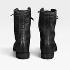 Women's Lace-Up Leather Combat Boots with Block Heel — view 7