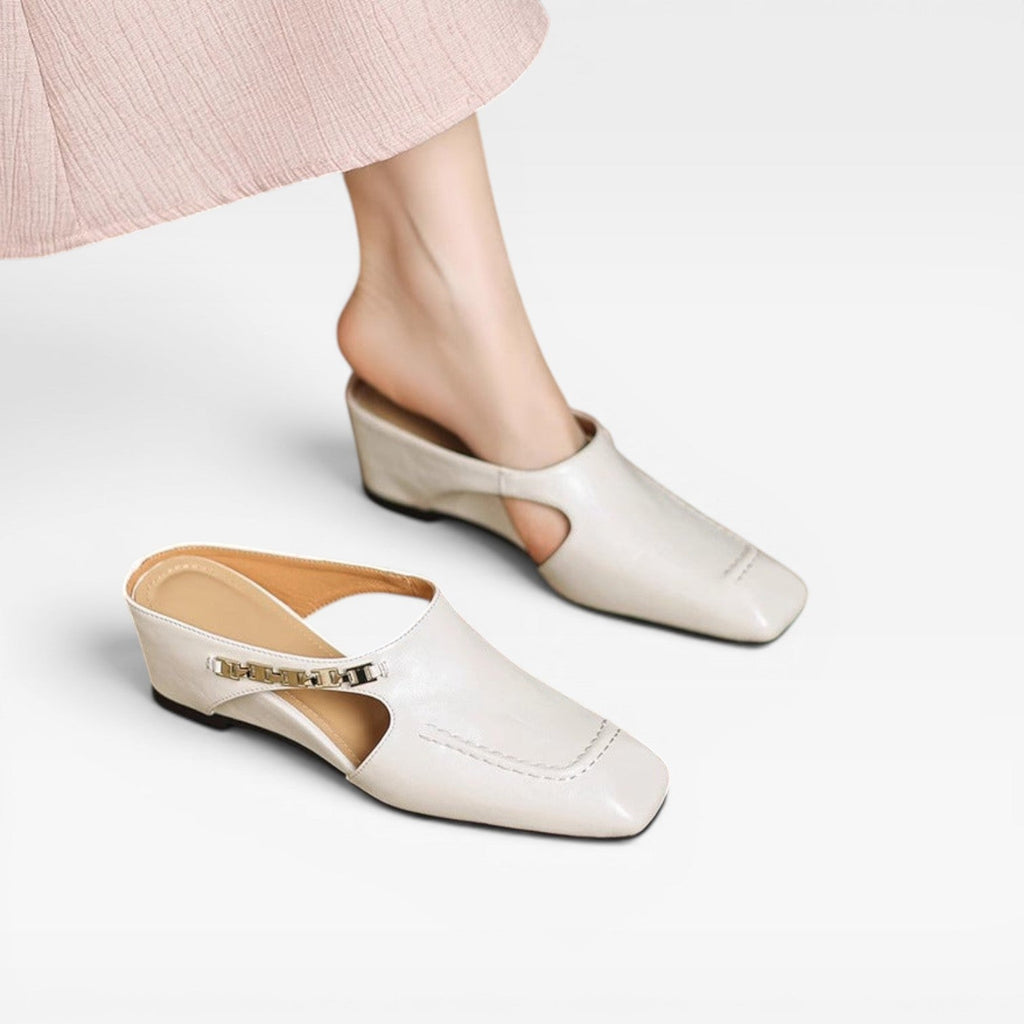 Women's Square Toe Leather Mules — view 7
