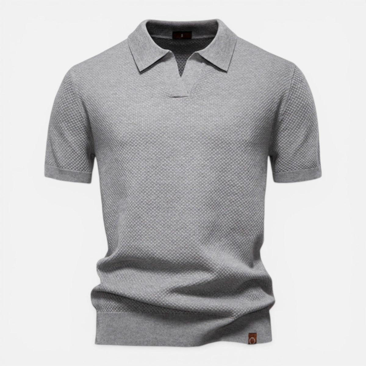 Men's slim fit textured knit short-sleeve polo shirt