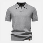 Men's slim fit textured knit short-sleeve polo shirt