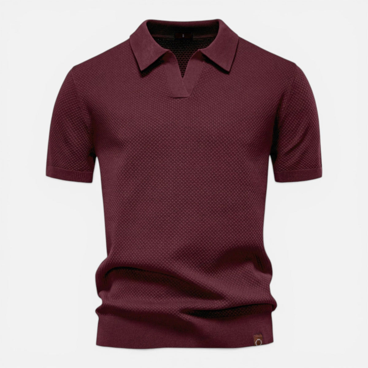 Men's slim fit textured knit short-sleeve polo shirt