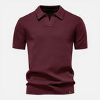 Men's slim fit textured knit short-sleeve polo shirt
