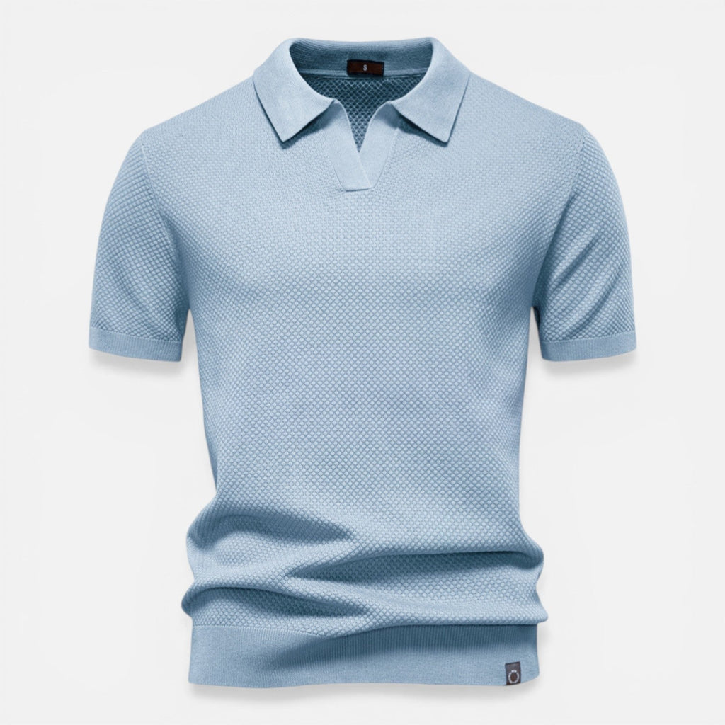 Men's slim fit textured knit short-sleeve polo shirt