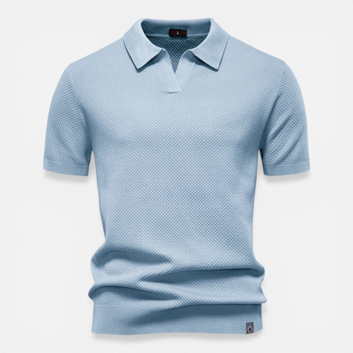 Men's slim fit textured knit short-sleeve polo shirt