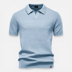 Men's slim fit textured knit short-sleeve polo shirt