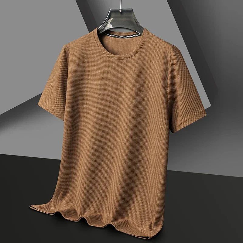 Men's waffle-knit relaxed fit crew neck T-shirt
