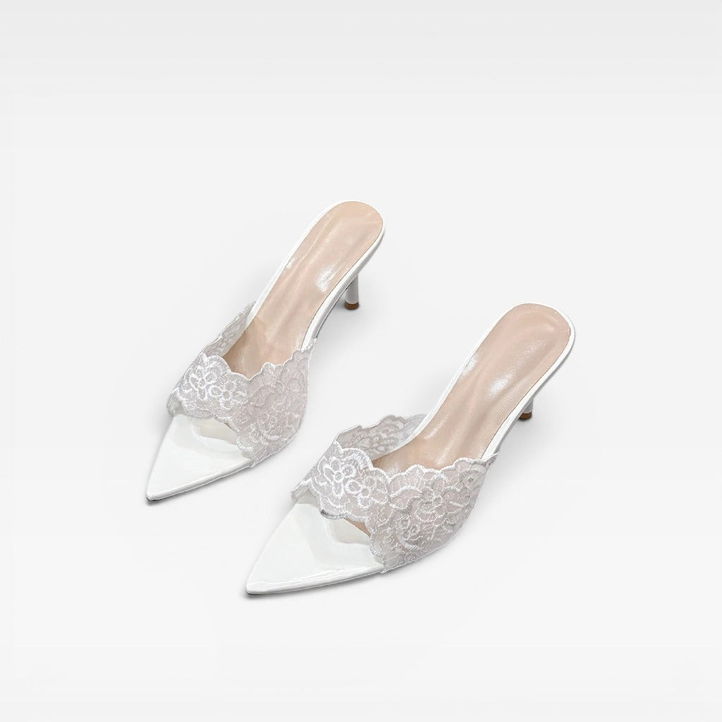 Women's Lace Pointed Toe Stiletto Mules — view 7