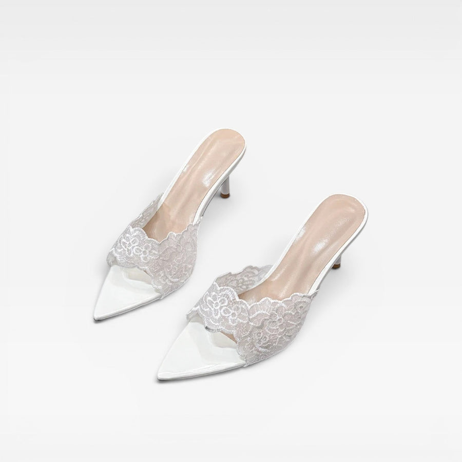 Women's Lace Pointed Toe Stiletto Mules — view 7