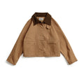 Women's canvas barn jacket with corduroy collar