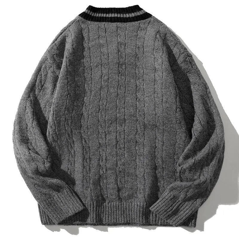 Men's Oversized V-Neck Jumper | Fisherman Knit