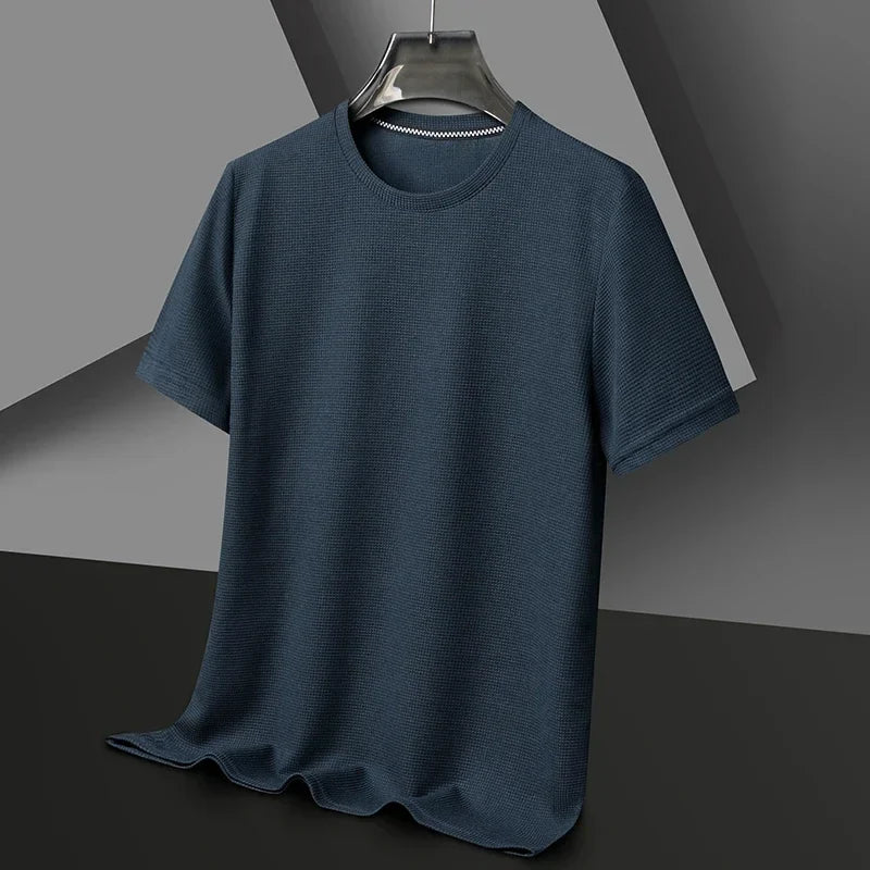 Men's waffle-knit relaxed fit crew neck T-shirt