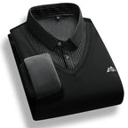 Men's fleece-lined mock-layer polo jumper