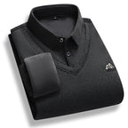 Men's fleece-lined mock-layer polo jumper