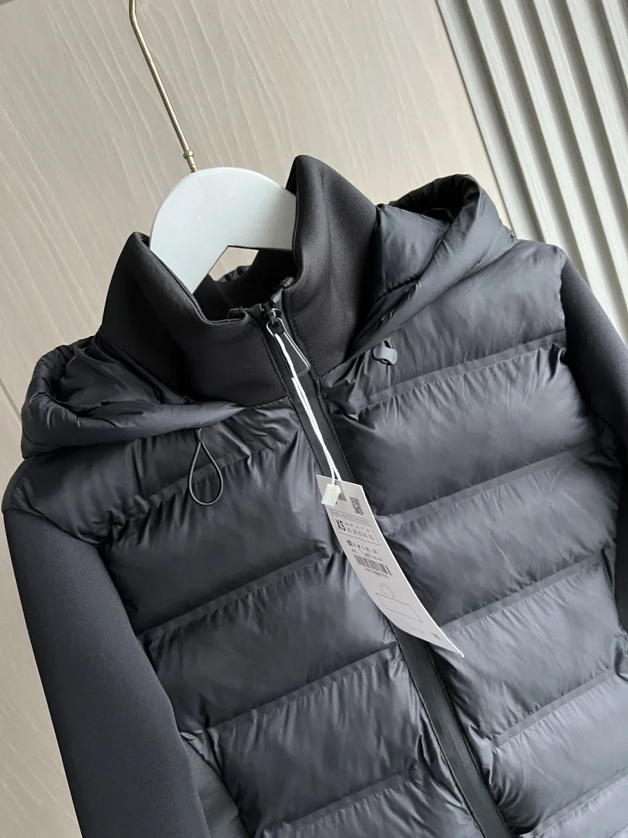 Women's lightweight hooded zip-up puffer jacket