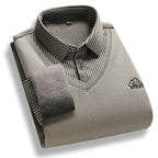 Men's fleece-lined mock-layer polo jumper