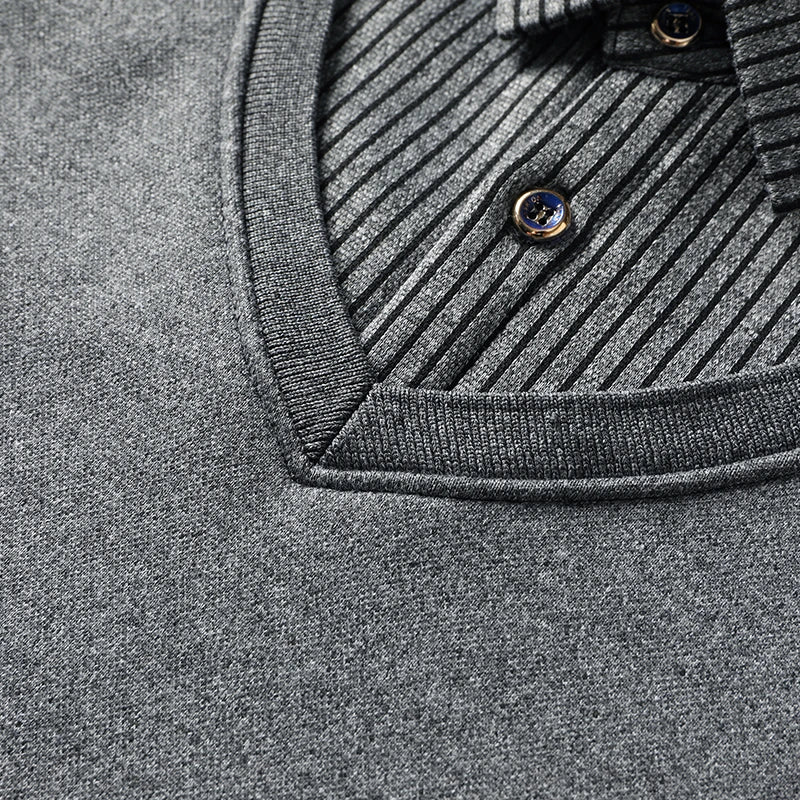 Men's fleece-lined mock-layer polo jumper