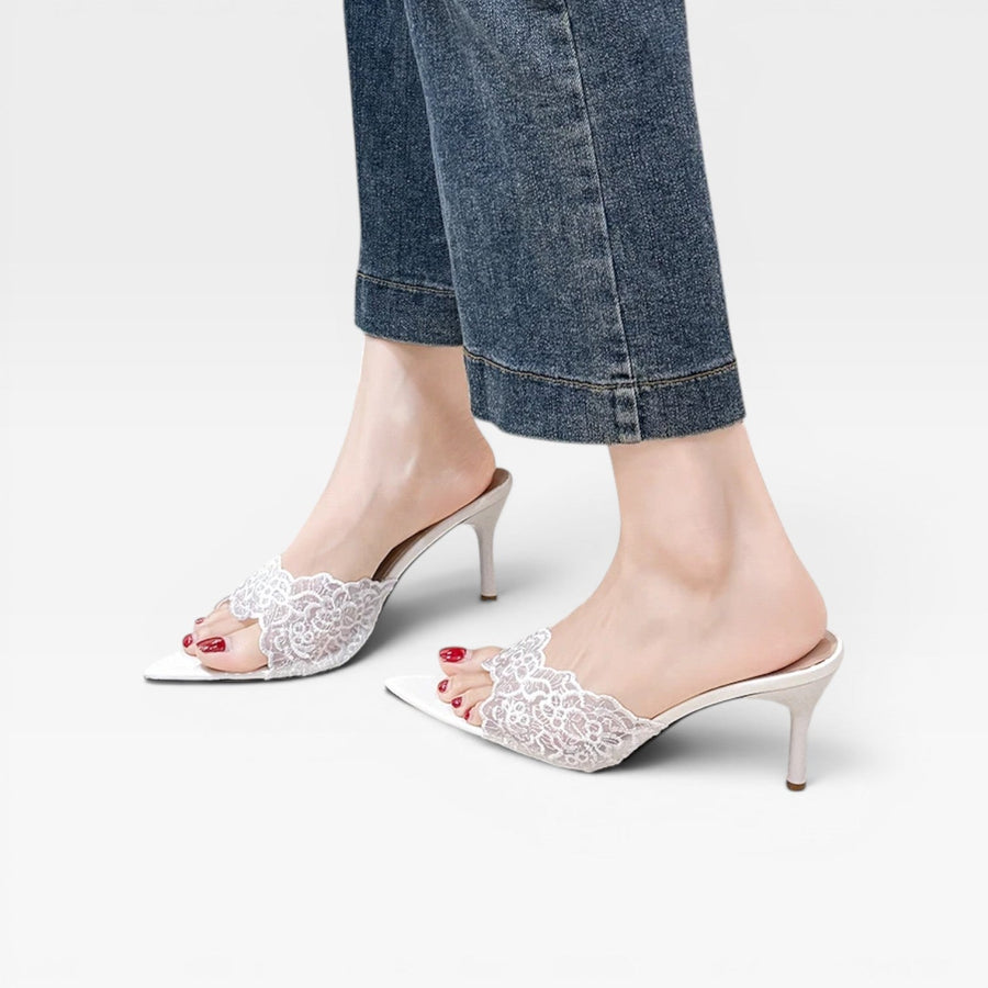 Women's Lace Pointed Toe Stiletto Mules — view 5