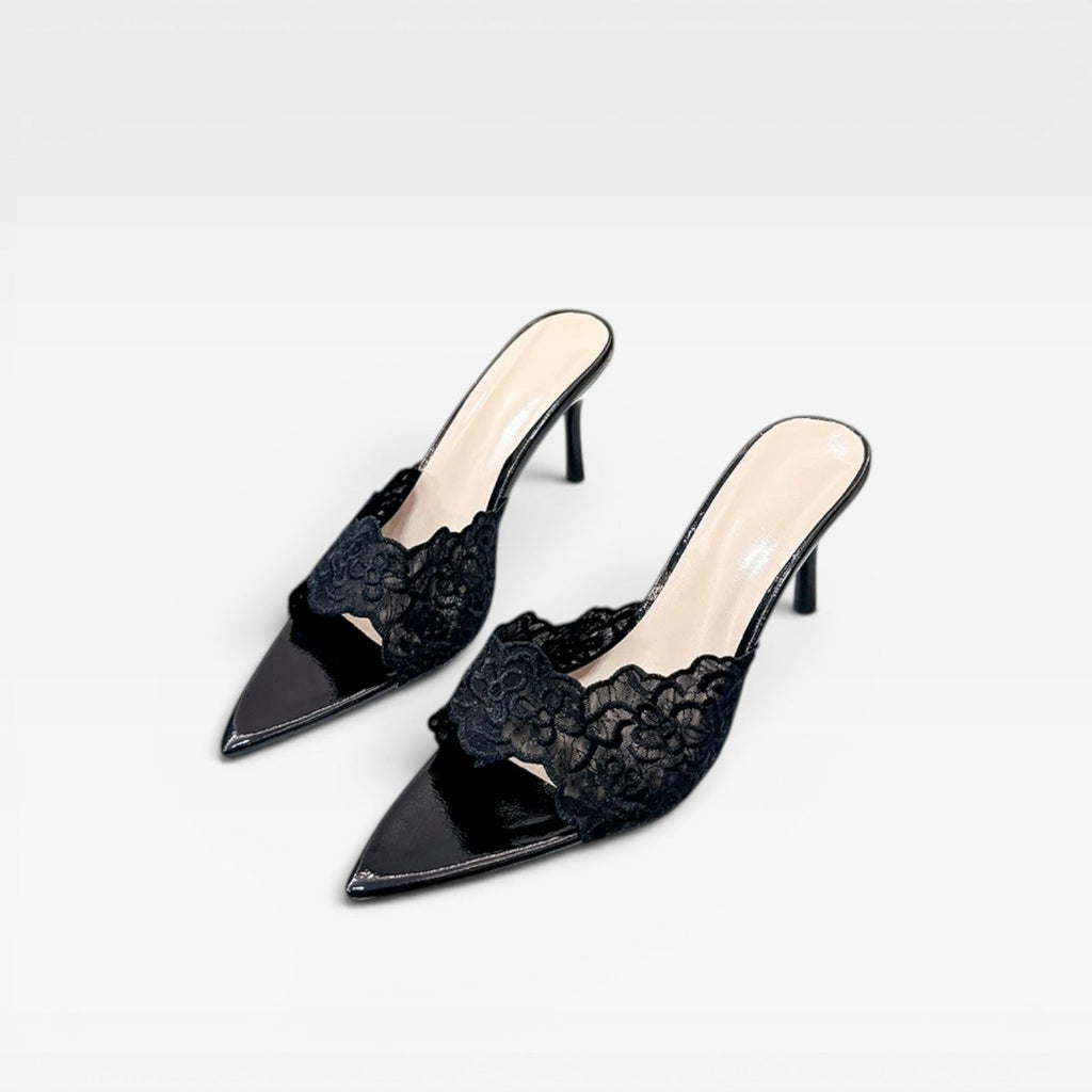 Women's Lace Pointed Toe Stiletto Mules — view 6