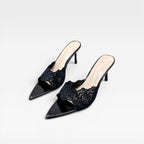 Women's Lace Pointed Toe Stiletto Mules — view 6