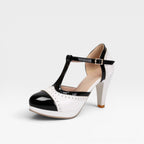 Women's Two-Tone T-Bar Mary Jane Brogue Heels — view 2