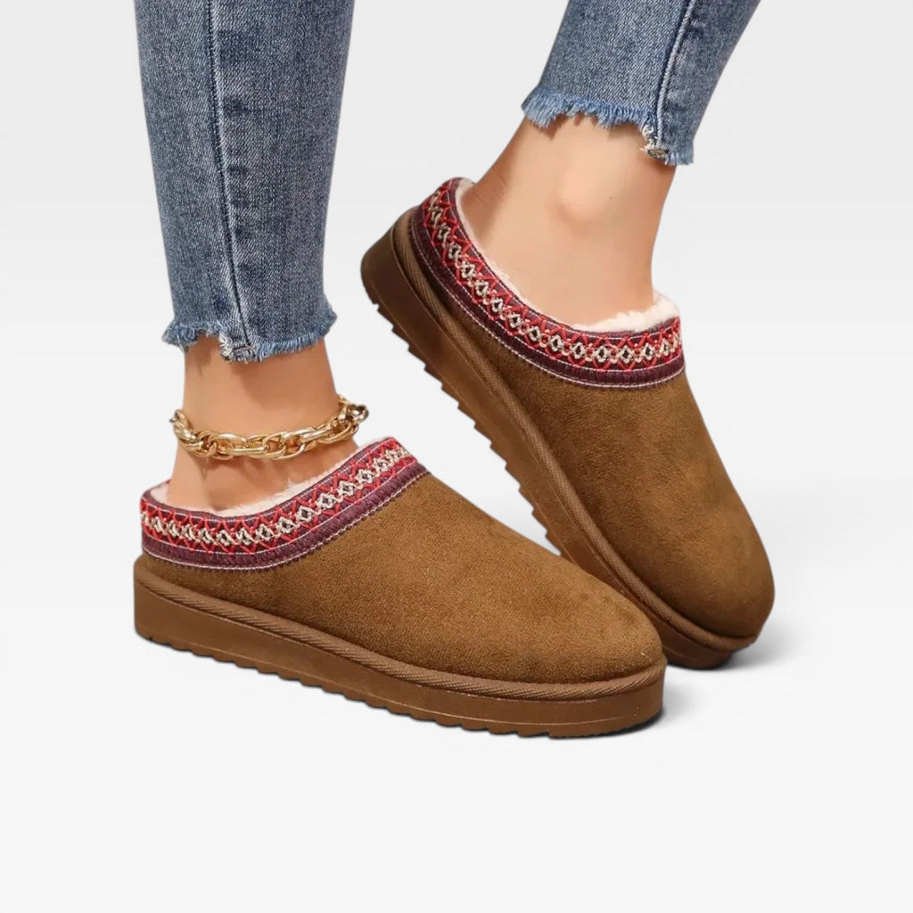 Women's Embroidered Fleece-Lined Platform Mules — view 2