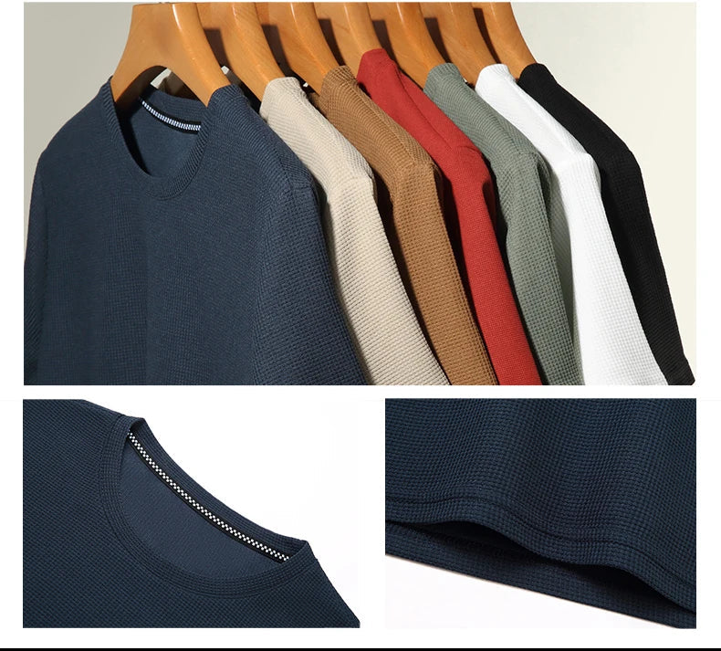 Men's waffle-knit relaxed fit crew neck T-shirt