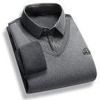 Men's fleece-lined mock-layer polo jumper