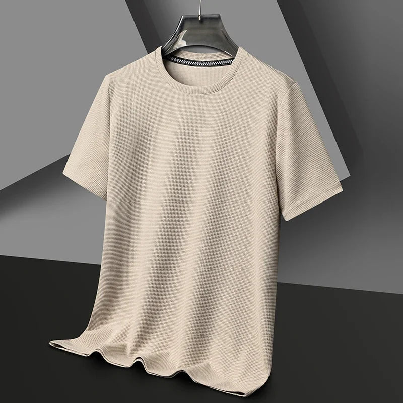 Men's waffle-knit relaxed fit crew neck T-shirt