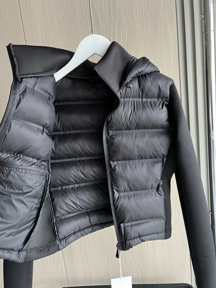 Women's lightweight hooded zip-up puffer jacket