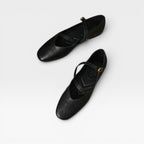 Women's Leather Mary Jane Flats with Buckle Strap — view 5