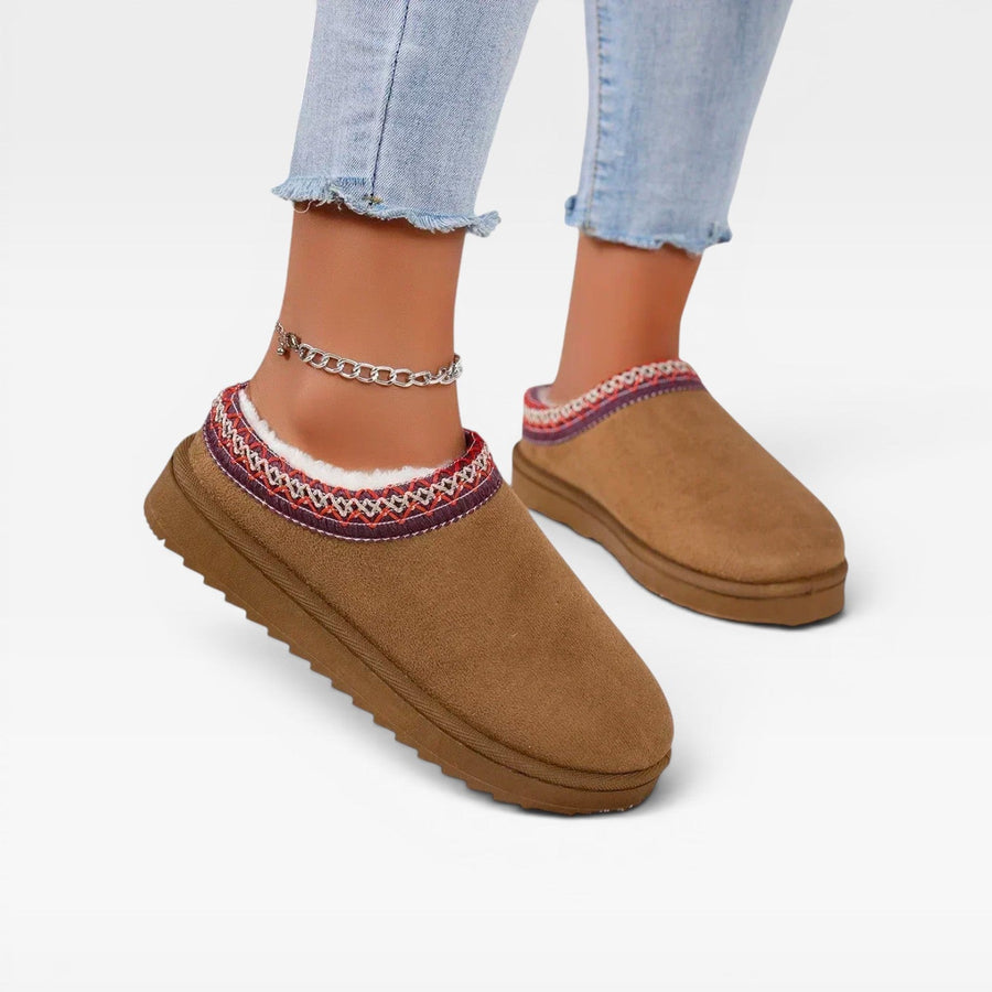 Women's Embroidered Fleece-Lined Platform Mules — view 3