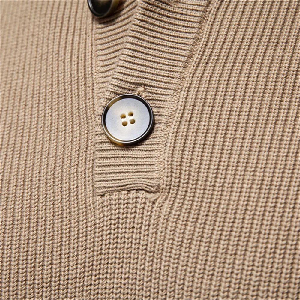 Men's Button Mock Neck Jumper | Livio